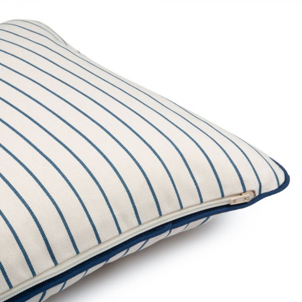 Coussin rectangulaire Jazz Blue thin stripes natural