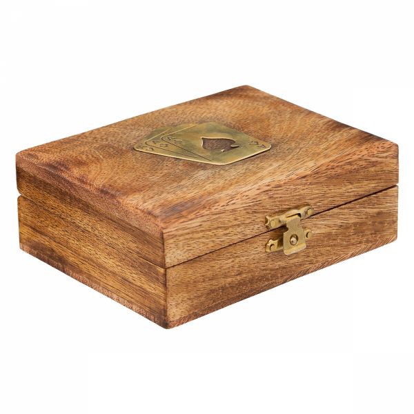 Jeux de carte Odile avec boîte en manguier