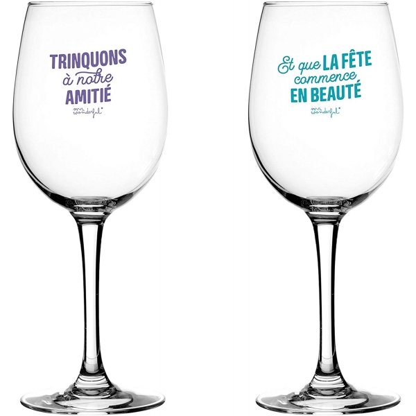 Set de 2 verres à vin pour trinquer à notre amitié