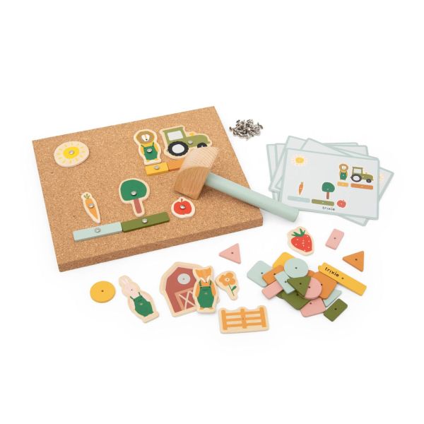 Jeu de clous bébé en bois - ferme multi