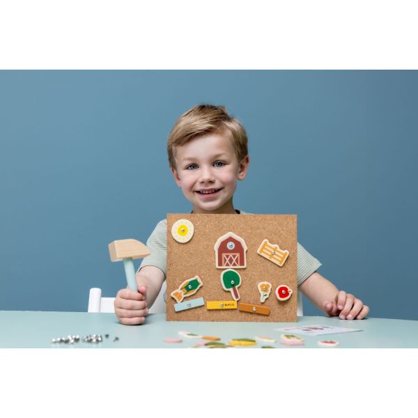 Jeu de clous bébé en bois - ferme multi