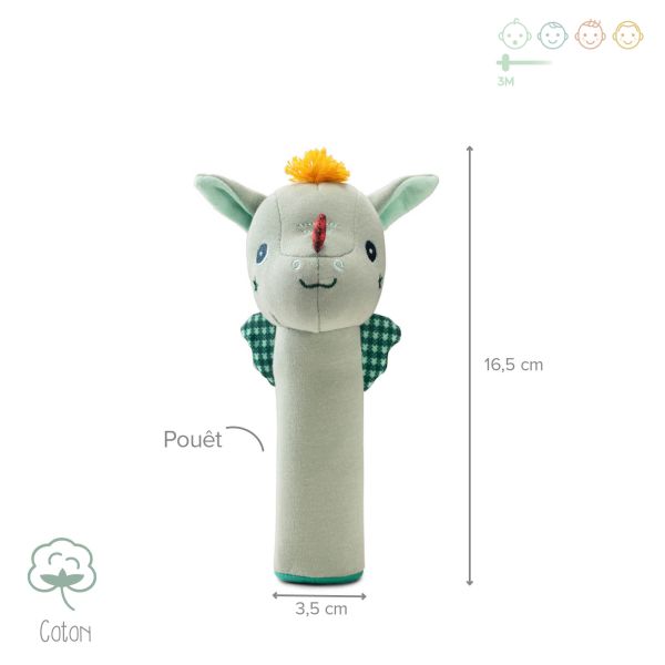 Hochet pouêt-pouêt eco-friendly Joe le dragon