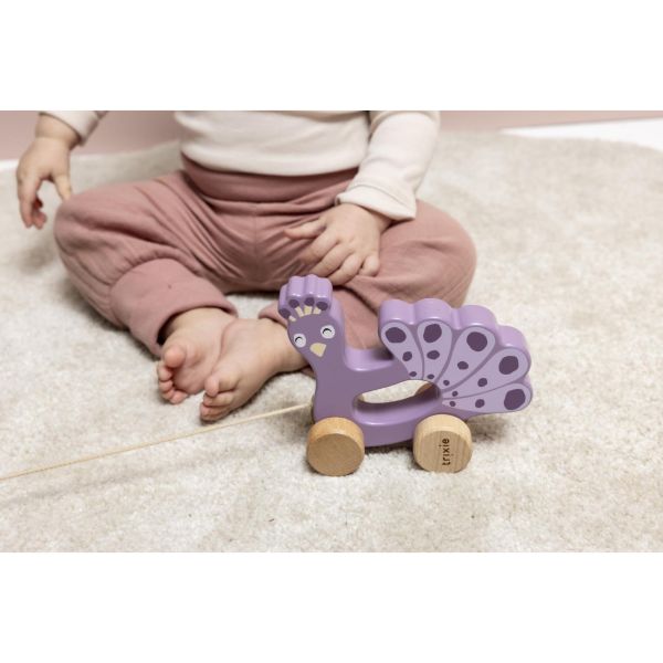 Jouet à tirer en bois Mrs. Peacock