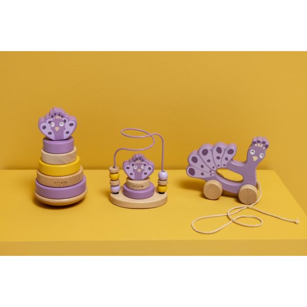 Jouet à tirer en bois Mrs. Peacock