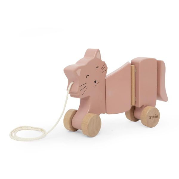 Jouet à tirer ondulant en bois Mrs. Cat