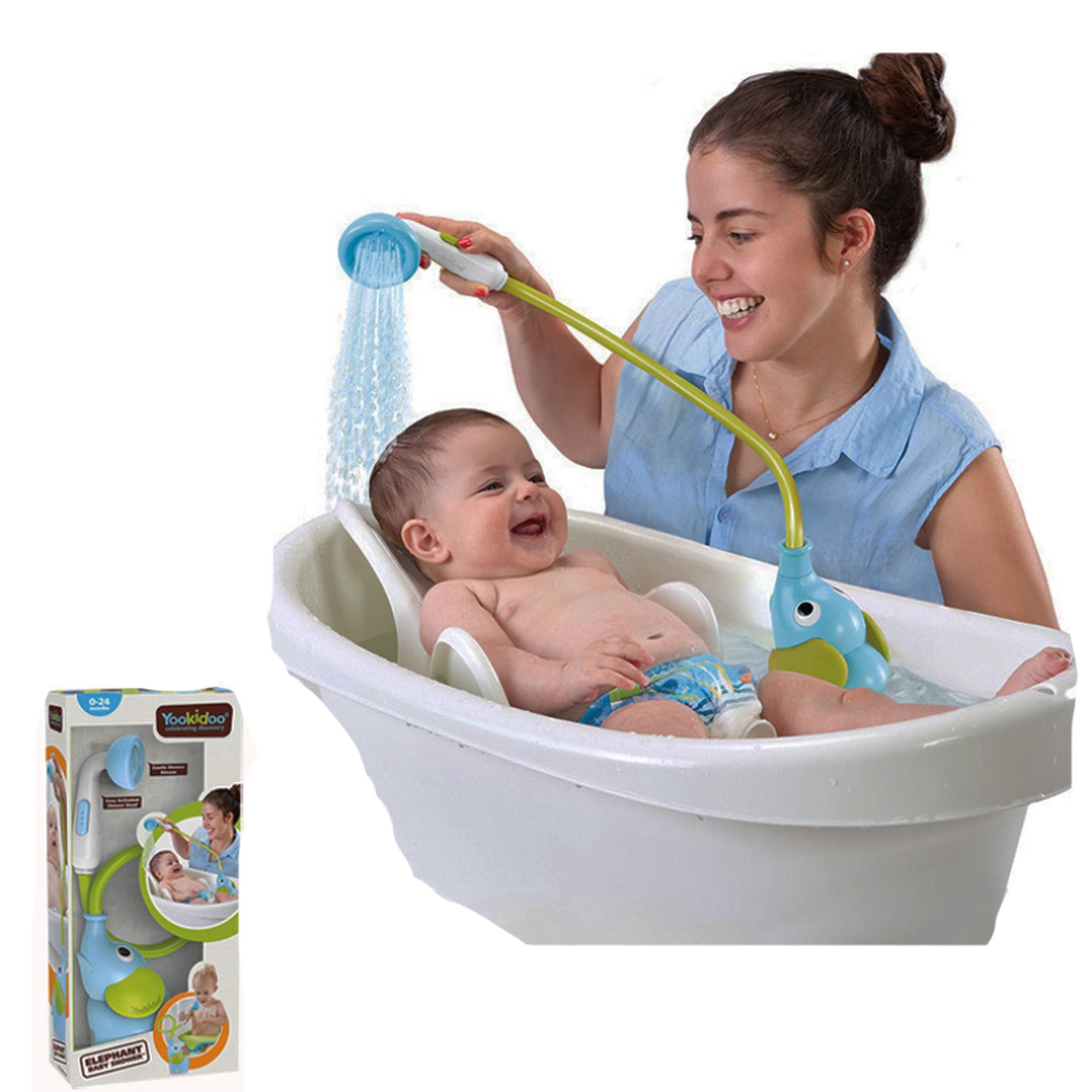 Jouet de bain douchette éléphant bleu - Made in Bébé