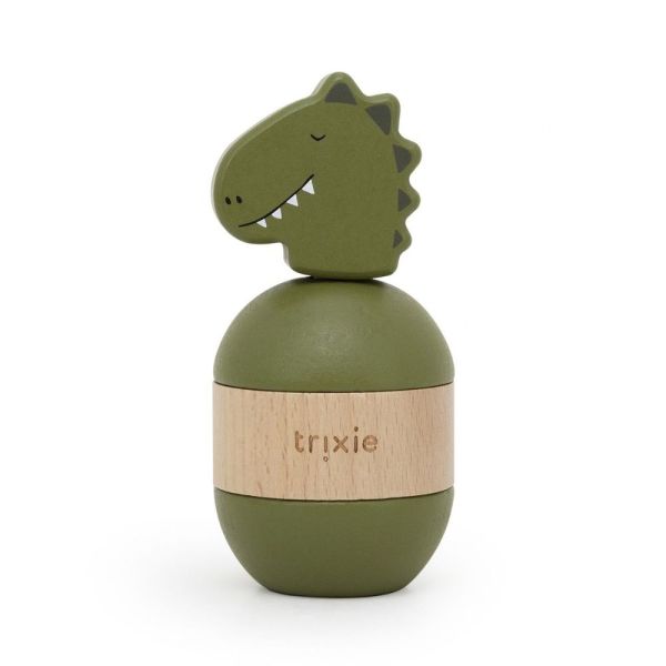 Jouet d'empilage avec hochet en bois Mr. Dino