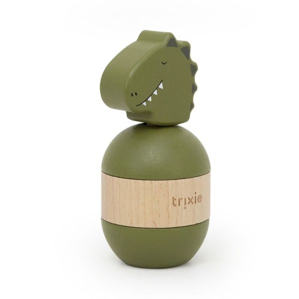 Jouet d'empilage avec hochet en bois Mr. Dino