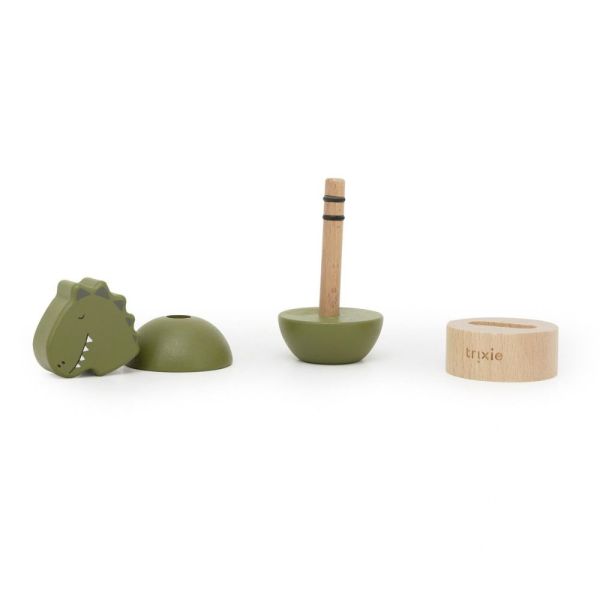 Jouet d'empilage avec hochet en bois Mr. Dino