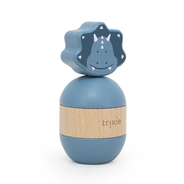 Jouet d'empilage avec hochet en bois Mr. Triceratops