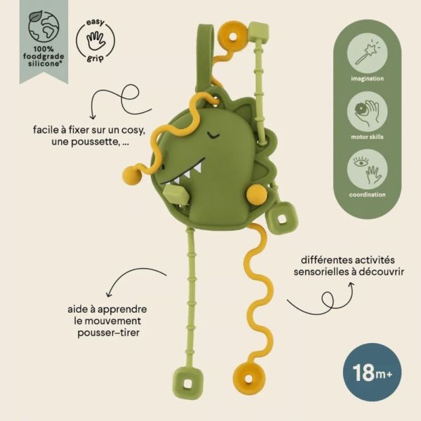 Jouet sensoriel à tirer en silicone Mr. Dino