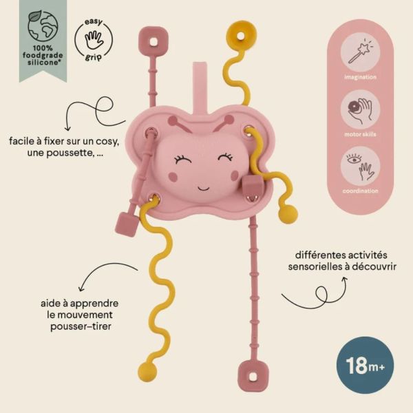 Jouet sensoriel à tirer en silicone Mrs. Butterfly