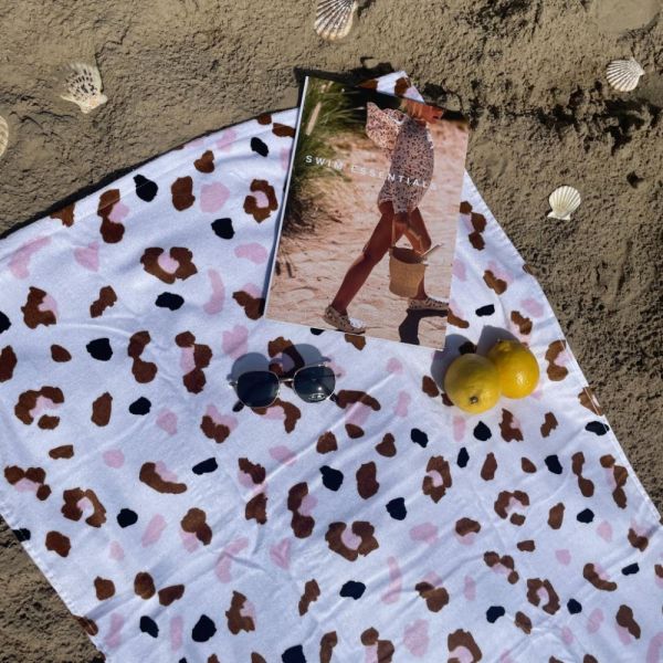 Serviette de plage coton 135 x 65 cm - Léopard kaki