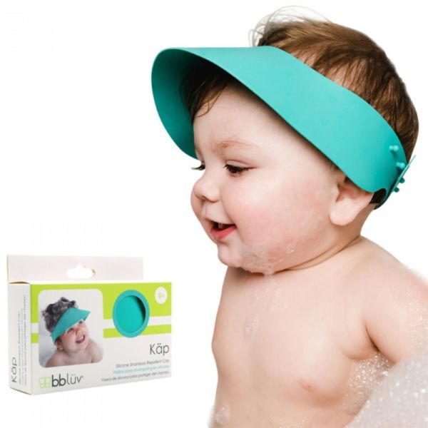 Bonnet de bain bébé réglable en silicone Kap, bleu