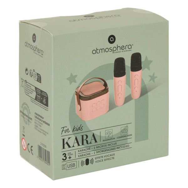 Karaoké enfant Kara rose avec 2 micros