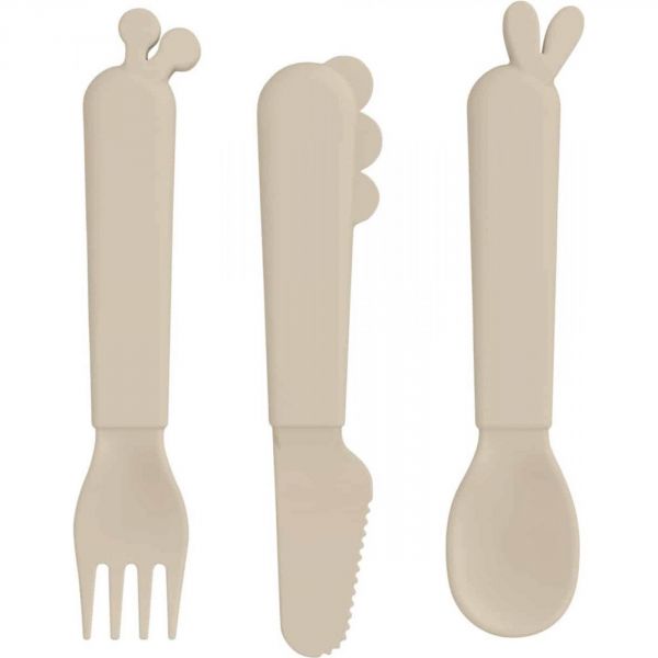 Lot de 3 couverts en silicone Deer Friends Sable