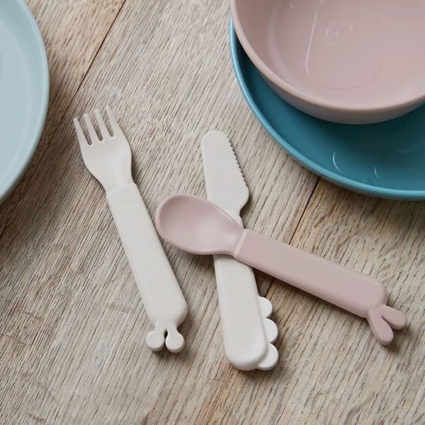 Lot de 3 couverts en silicone Deer Friends Sable
