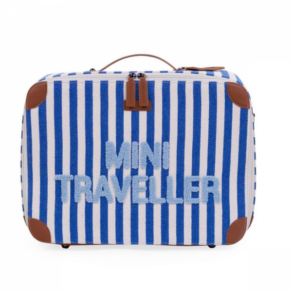 Valise enfant Mini traveller à rayures bleu éléctrique et bleu clair