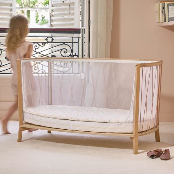 Pack Lit bébé Kimi Bois de rose et matelas + alèse et drap housse blanc