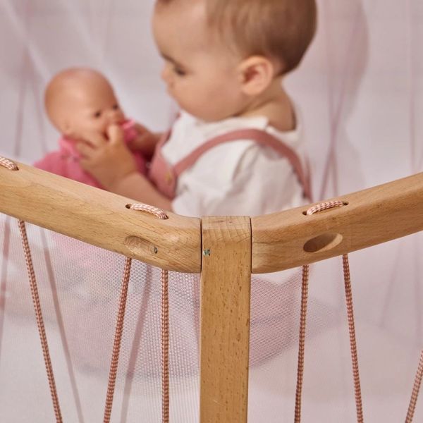 Pack Lit bébé Kimi Bois de rose et matelas + alèse et drap housse blanc