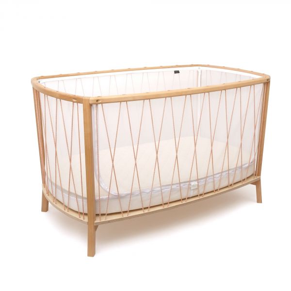 Lit bébé évolutif Kimi Bois de rose + Matelas