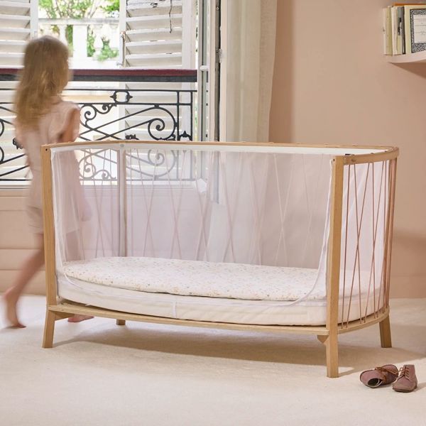 Lit bébé évolutif Kimi Bois de rose + Matelas