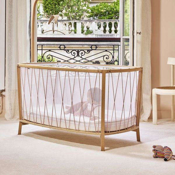 Lit bébé évolutif Kimi Bois de rose + Matelas