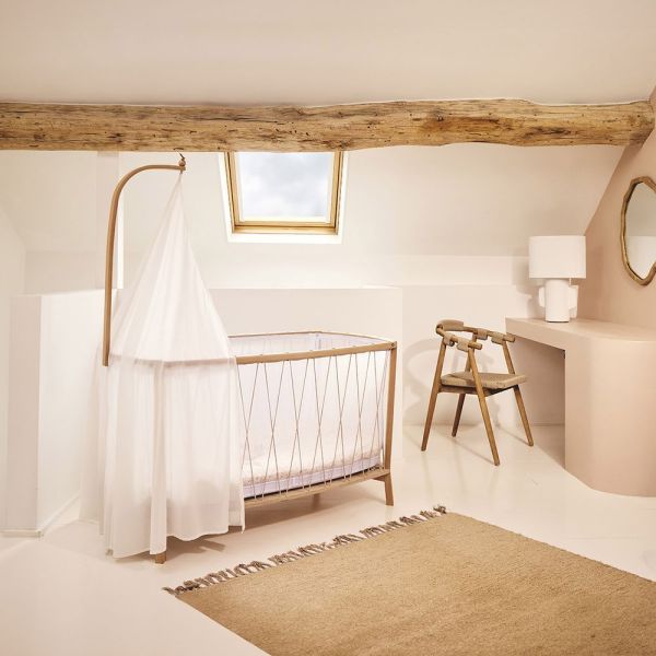 Pack lit bébé Kimi Desert et matelas organic + alèse et drap housse blanc