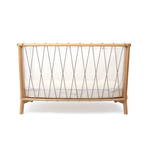 Pack Lit bébé Kimi Hazelnut et matelas + alèse et drap housse blanc