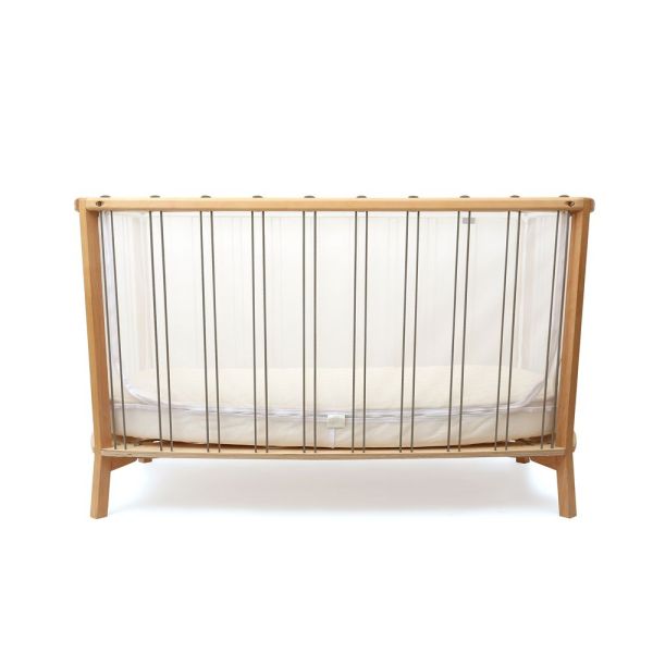 Pack Lit bébé Kimi Hazelnut et matelas + alèse et drap housse blanc