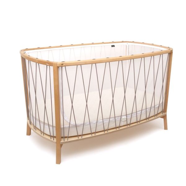 Pack lit bébé Kimi Hazelnut et matelas organic + alèse et drap housse blanc