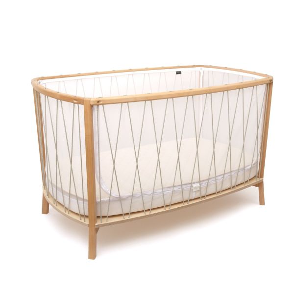 Pack Lit bébé Kimi Lichen et matelas + alèse et drap housse blanc