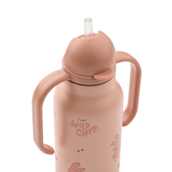 Gourde isotherme enfant 250 ml à poignées Kimmie Wild child Rose