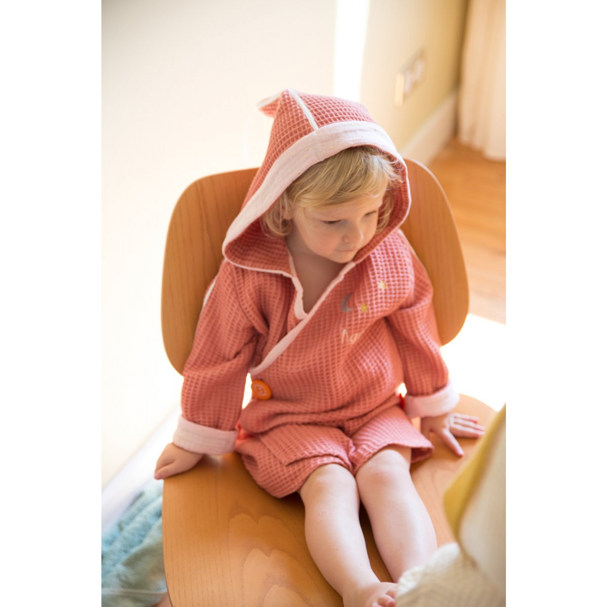 Peignoir Kimono Nid D Abeille Marsala Personnalisable Made In Bebe