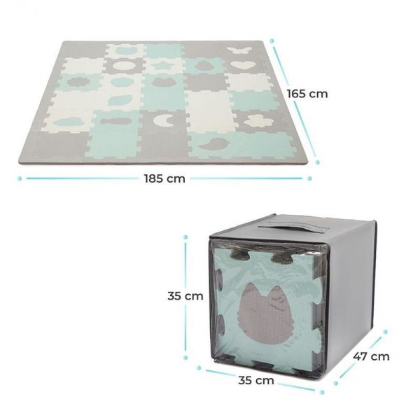 Tapis en mousse puzzle 3D Luno Shapes - Mint