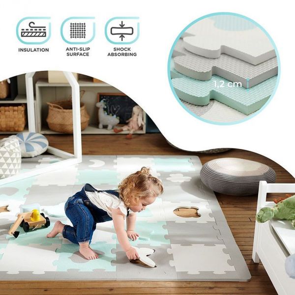 Tapis en mousse puzzle 3D Luno Shapes - Mint