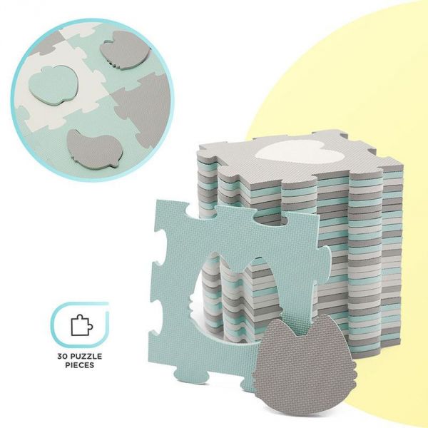 Tapis en mousse puzzle 3D Luno Shapes - Mint
