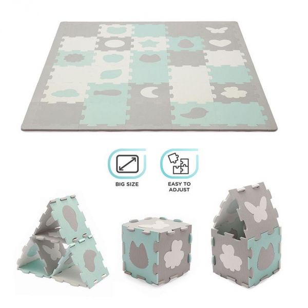 Tapis en mousse puzzle 3D Luno Shapes - Mint