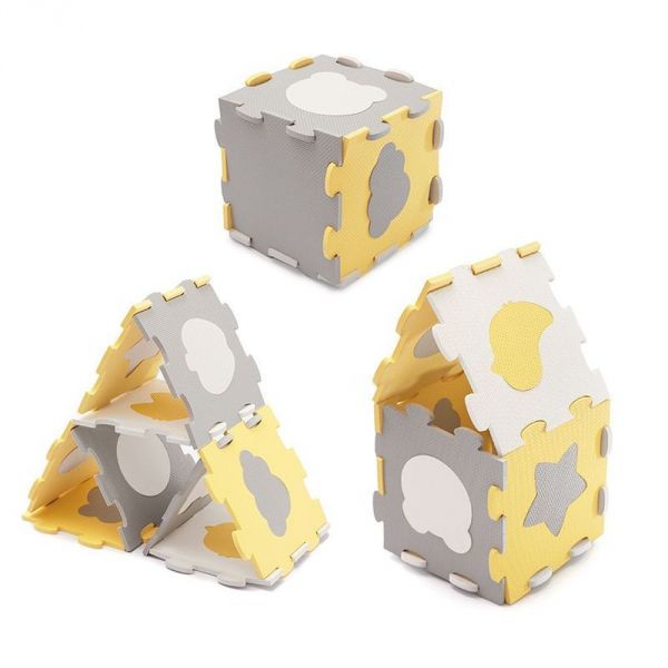 Tapis en mousse puzzle 3D Luno Shapes - Yellow