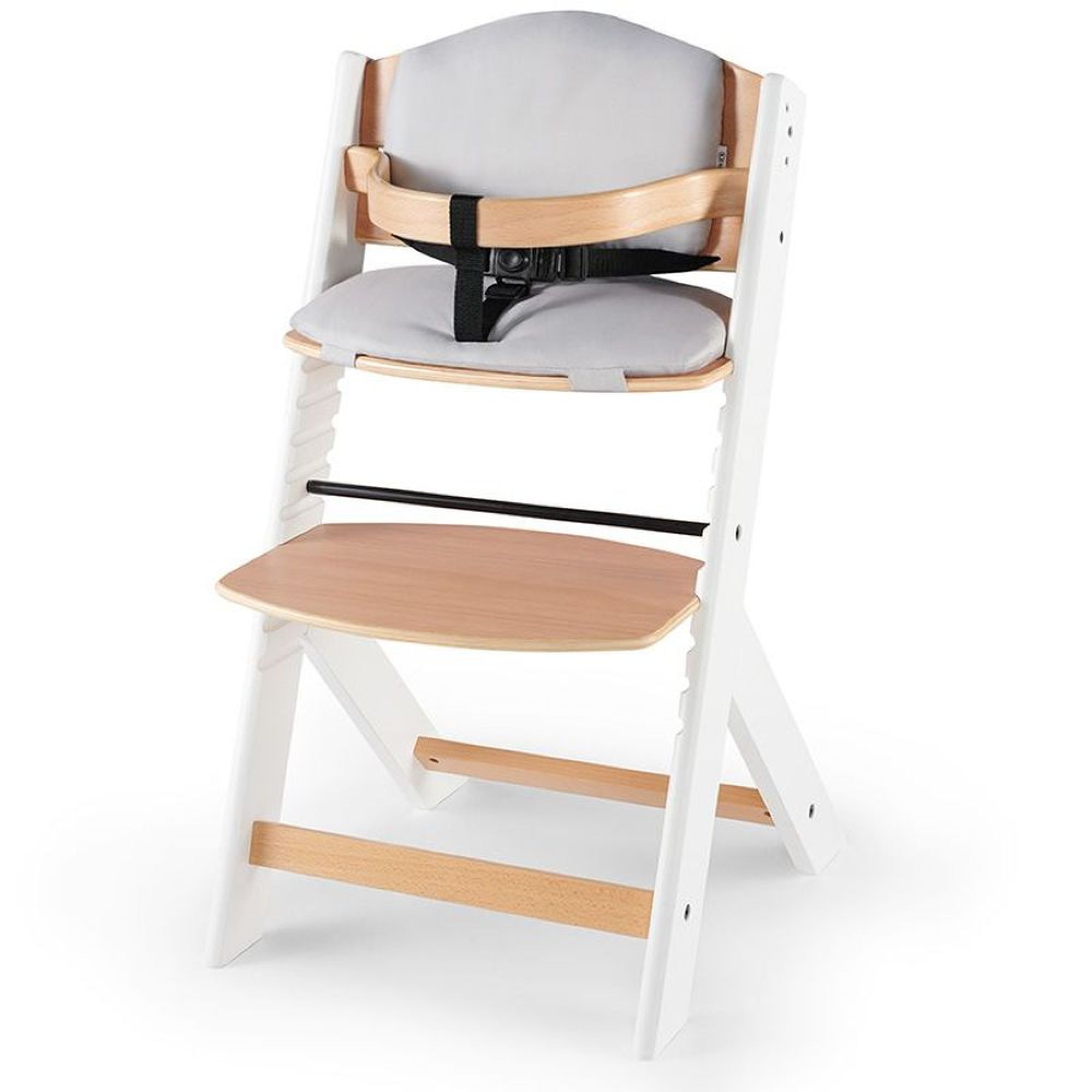 Chaise haute évolutive Enock Blanc avec coussins Gris - Made in Bébé