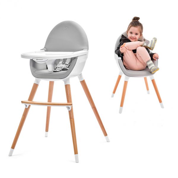 Chaise haute Fini pieds en bois - Grey