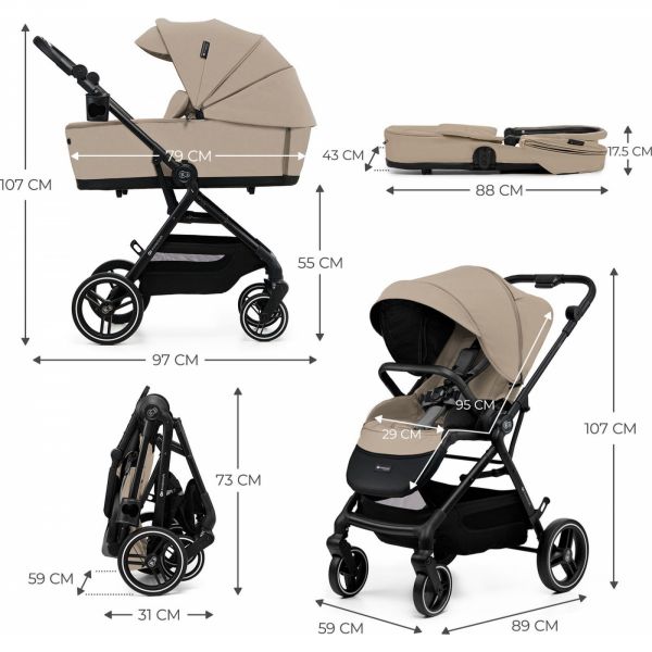 Poussette duo Yoxi 2 en 1 Beige