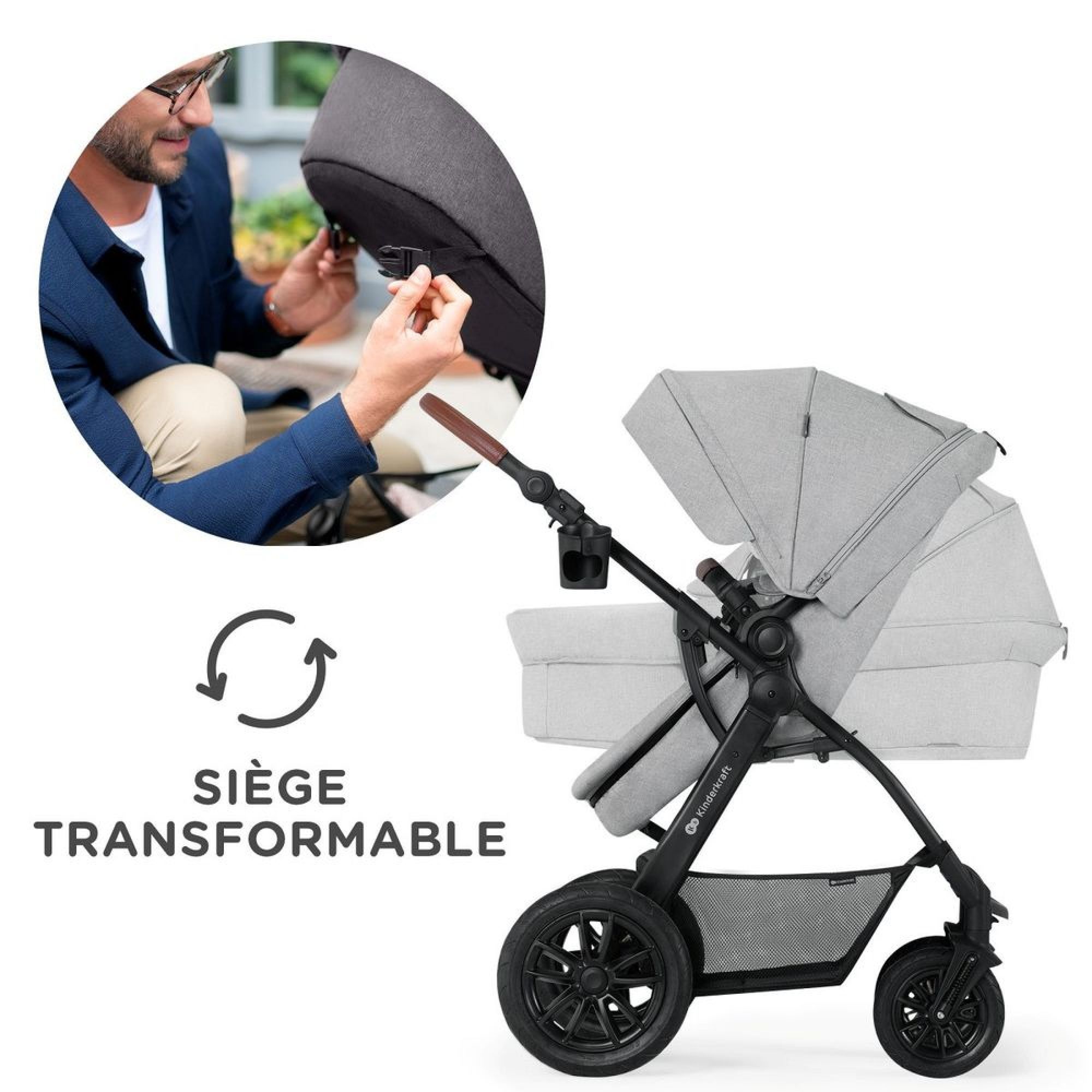 Poussette TRIO XMOOV Gris KINDERKRAFT, Vente en ligne de Poussette Trio