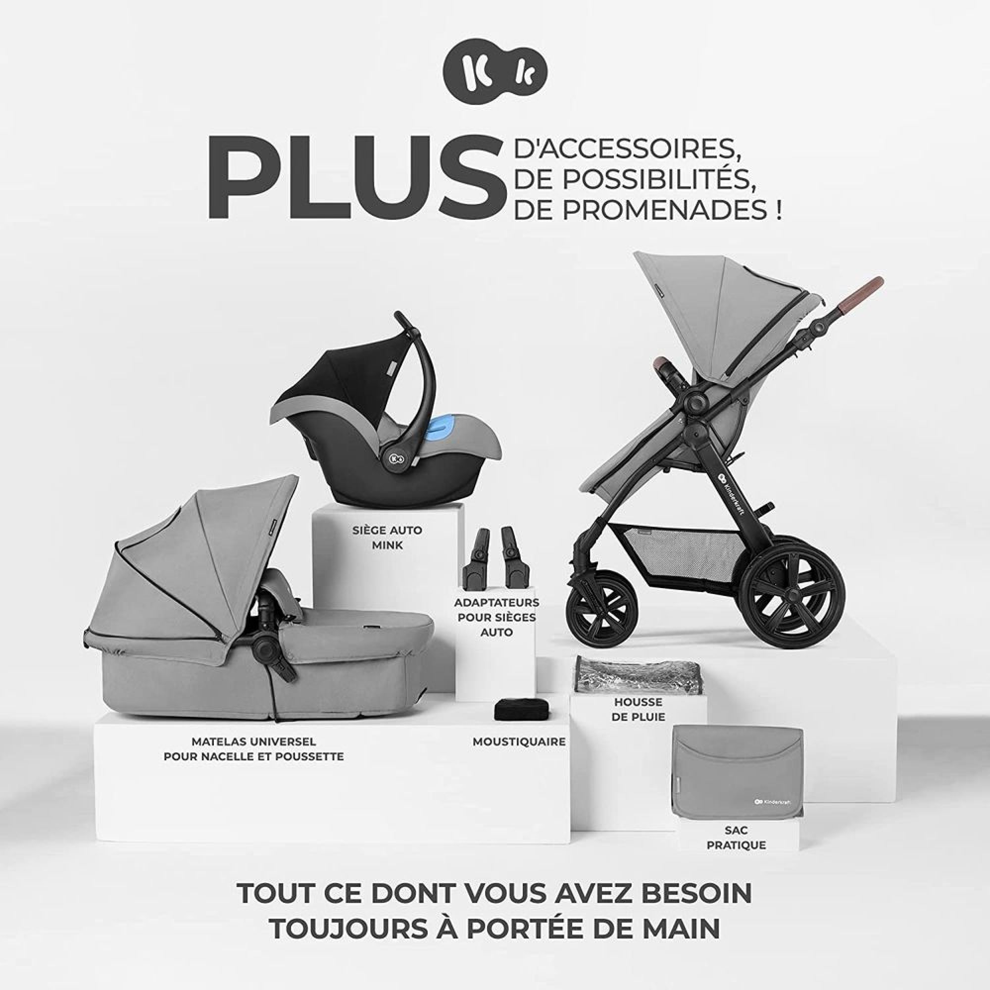 Poussette trio moov ct grey de Kinderkraft sur allobébé