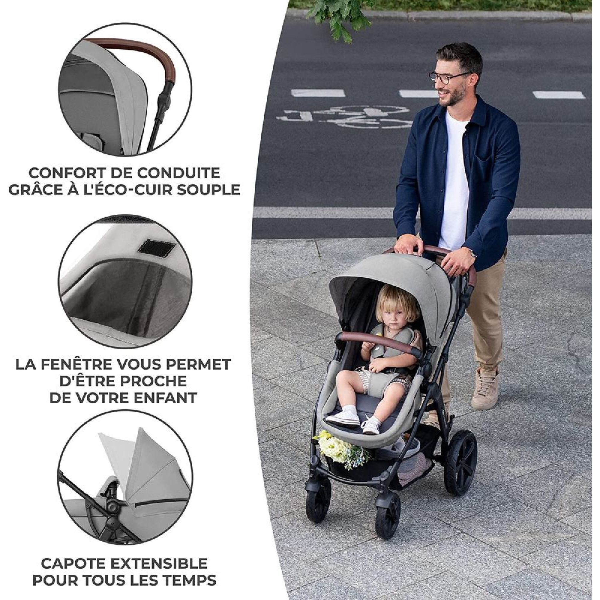 Kinderkraft Poussette 3 en 1 MOOV, Trio, Enfant, Siège Auto