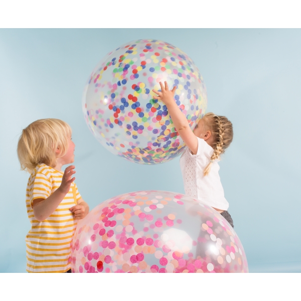 Lot de 3 ballons géants confettis Fluos