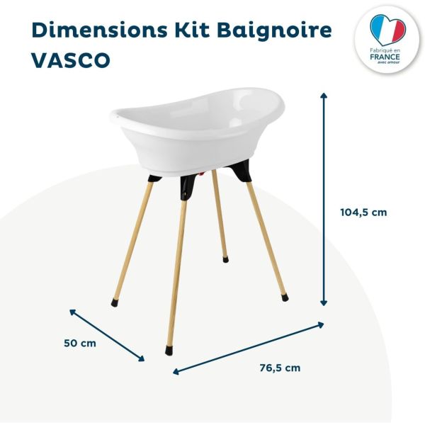 Baignoire Vasco avec pied et tuyau Blanc