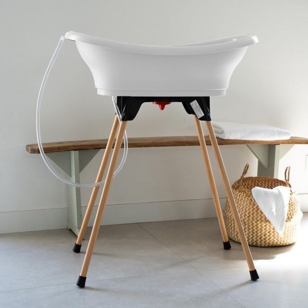 Baignoire Vasco avec pied et tuyau Blanc
