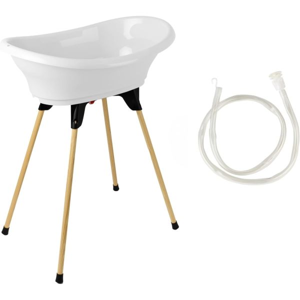 Baignoire Vasco avec pied et tuyau Blanc