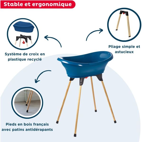 Baignoire Vasco avec pied et tuyau Bleu océan